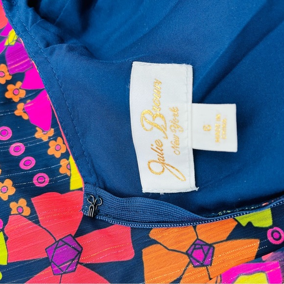 Julie Brown New York Floral Fit and Flare Dress Multicolor Metallic Sz 6 - Picture 12 of 12